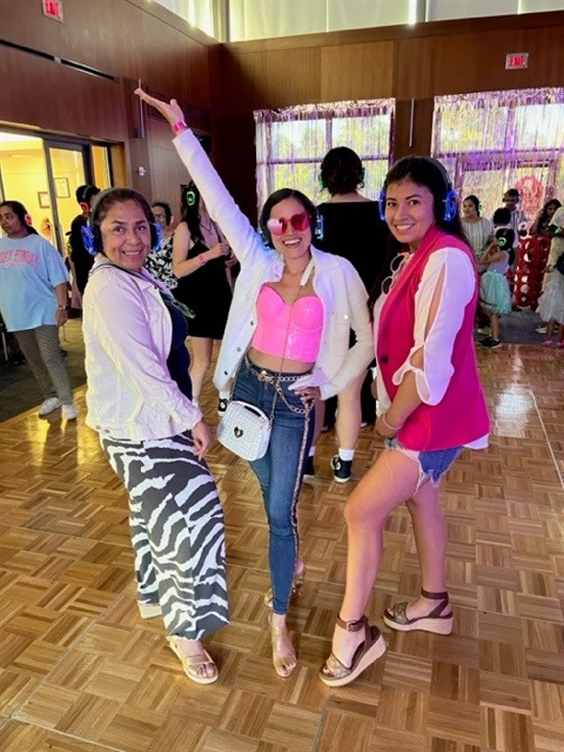 Three friends dancing