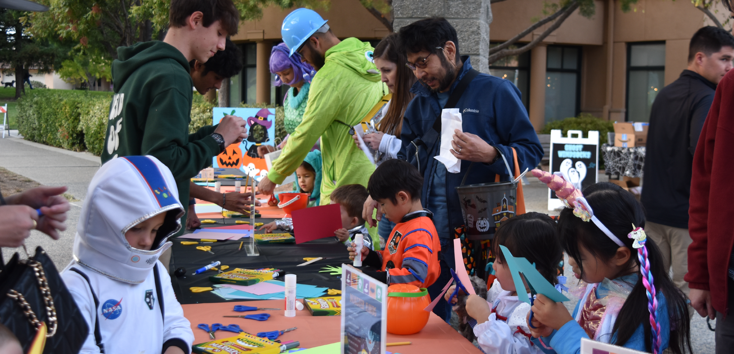 Kids doing crafts.